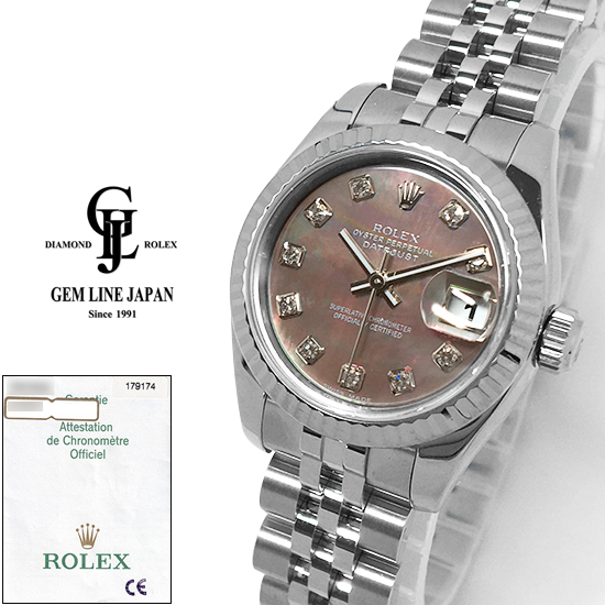 ロレックス ROLEX 179174NG ランダムシリアル ブラックシェル /ダイヤモンド レディース 腕時計