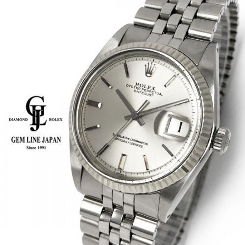 美品 ヴィンテージ ロレックス デイトジャスト 1601 30番 WG/SS 巻きブレス シルバー/バー メンズ 自動巻 腕時計