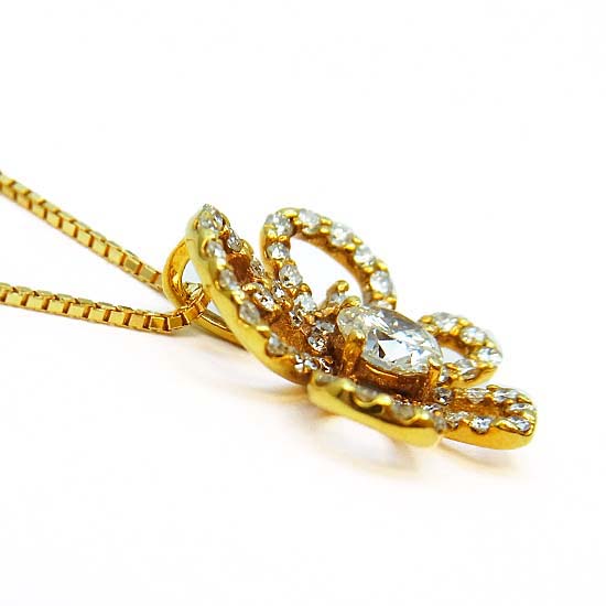 K18 ダイヤモンド 0.303ct 脇石 0.32ct フラワーモチーフ ネックレス