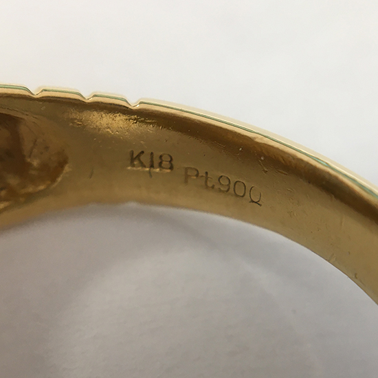 K21.6/K18/Pt900 メキシコ 2ペソ 金貨 イーグル コイン メンズ リング