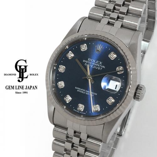 ロレックス ROLEX 16234G W番(1996年頃製造) ブルー /ダイヤモンド メンズ 腕時計